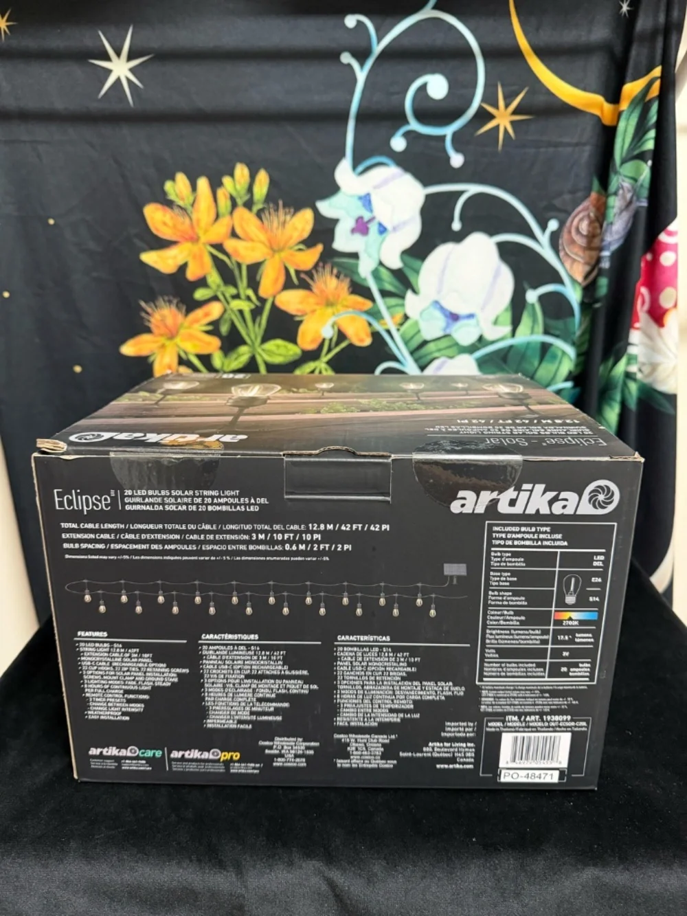 Artika Eclipse Solar Outdoor String Lantern Lights - Black